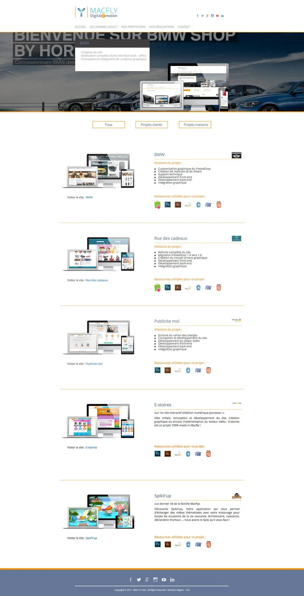 maquette de page web site Macfly