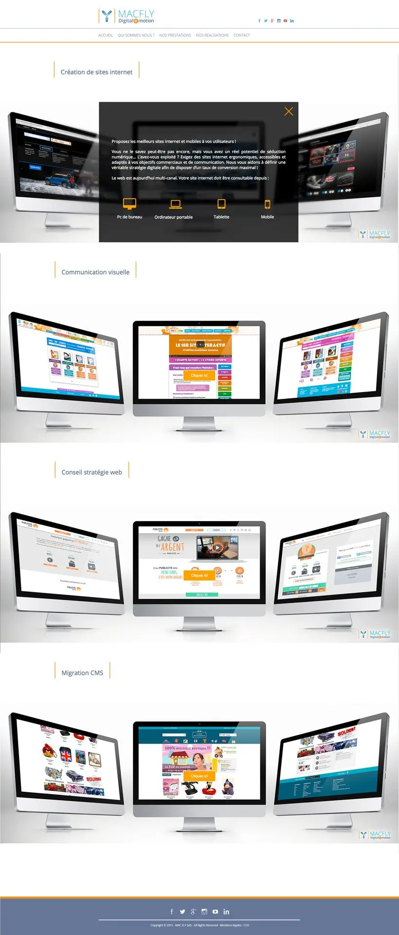 maquette de page web site Macfly