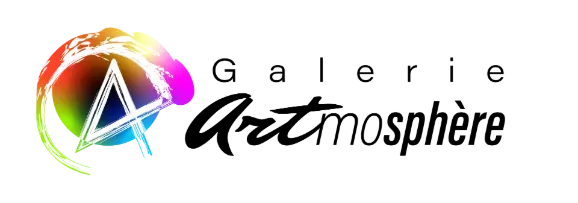 logo stylisé arrowbase/anarchie version jet d'encre multicolore de la galerie d'art artmosphère