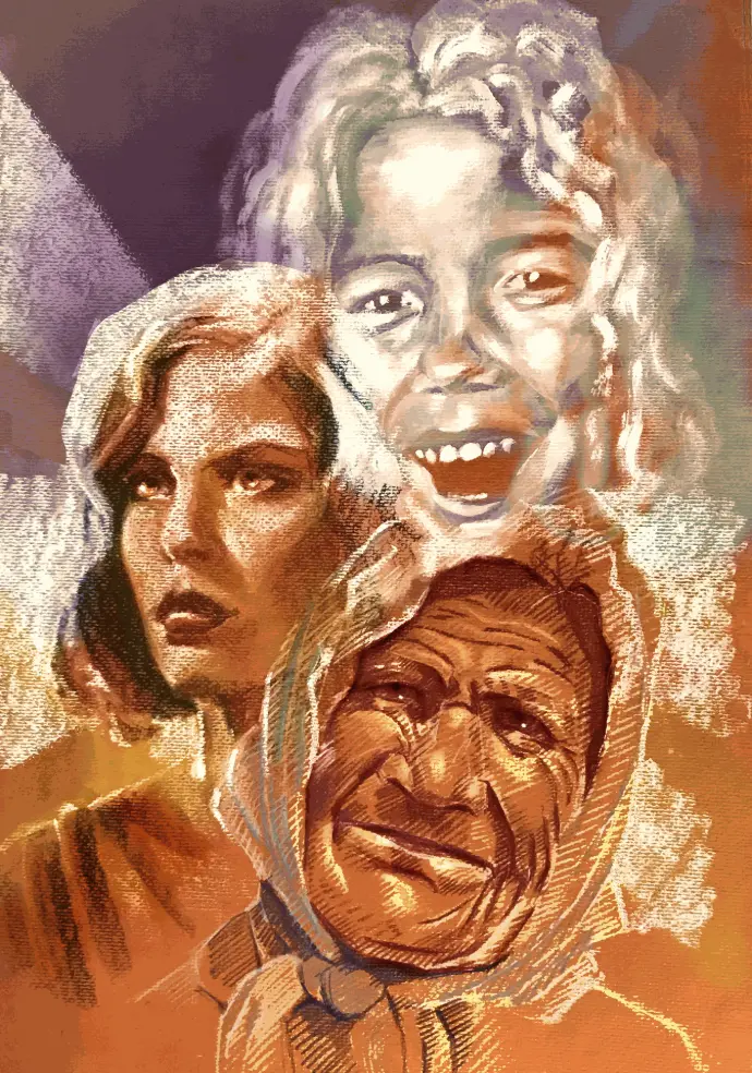 Portraits d'après photos, la femme de l'enfance à la vieillesse, techniques mixtes crayon pastel gouache, acrylique sur papier couleur