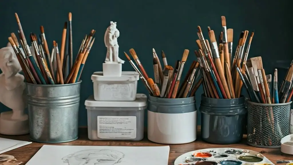 atelier création outils pinceau crayon dessin photo palette sculpture