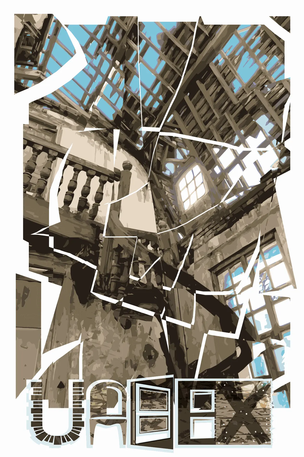 urbex photo illustration graphisme puzzle ruine escalier