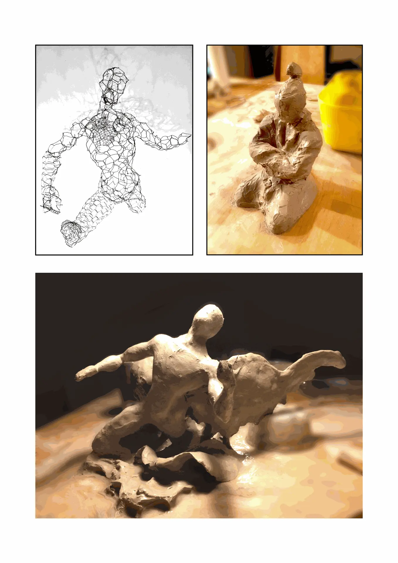 photo modelage sculpture grillage argile personnage ange samurai structure étude