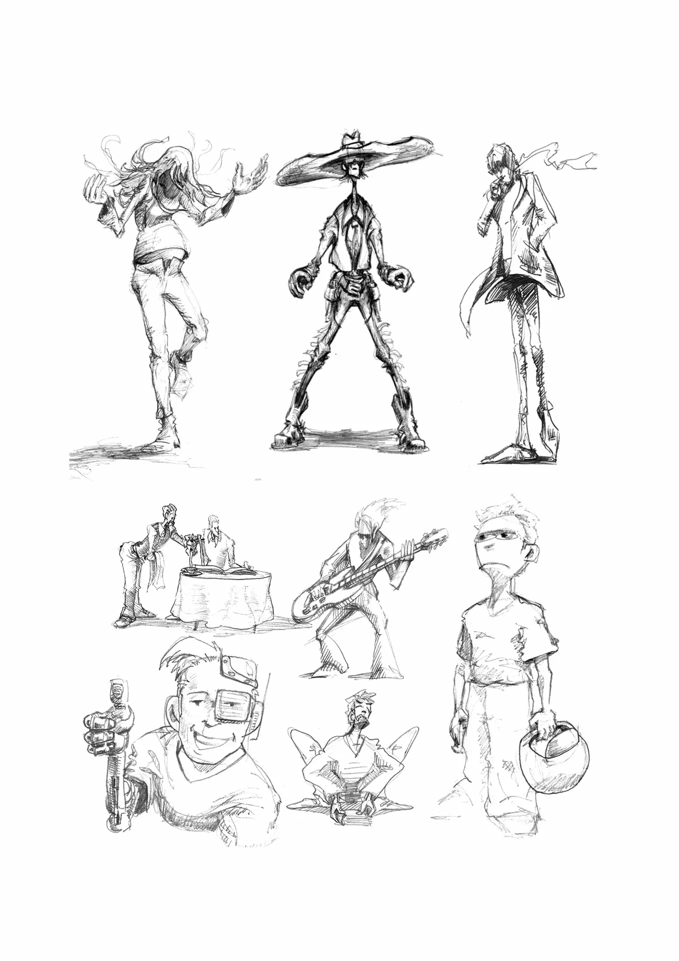 croquis planche personnage attitude étude sketch