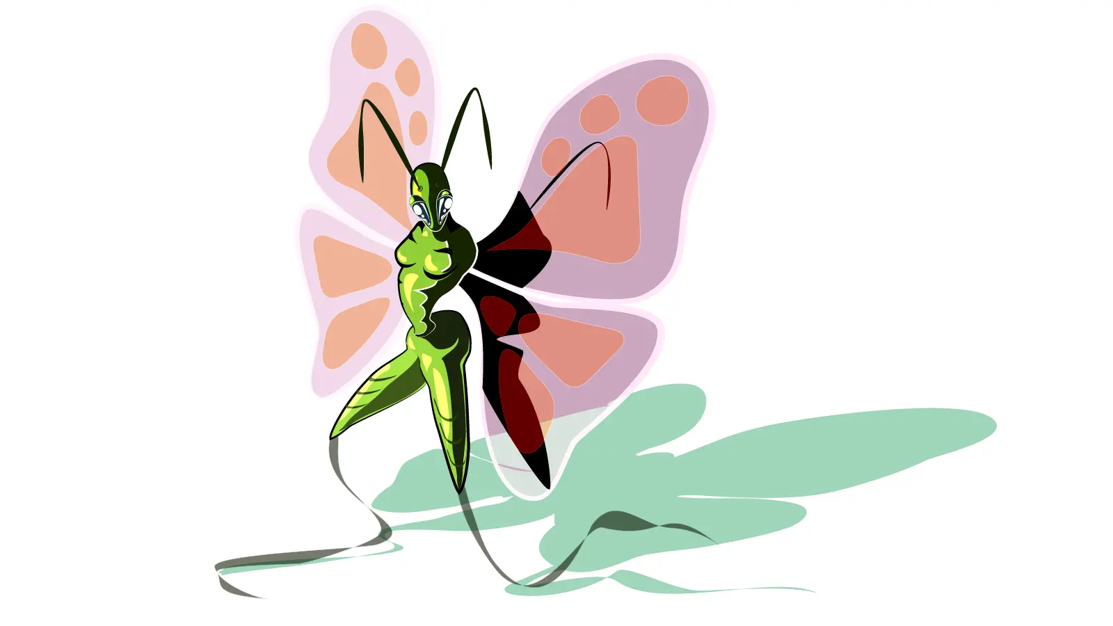 Papillon femme (illustration recherche pour un clip animé)