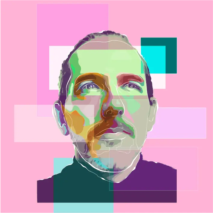 "Thempo" Autoportrait couleur graphique technique vectorielle cell-shading