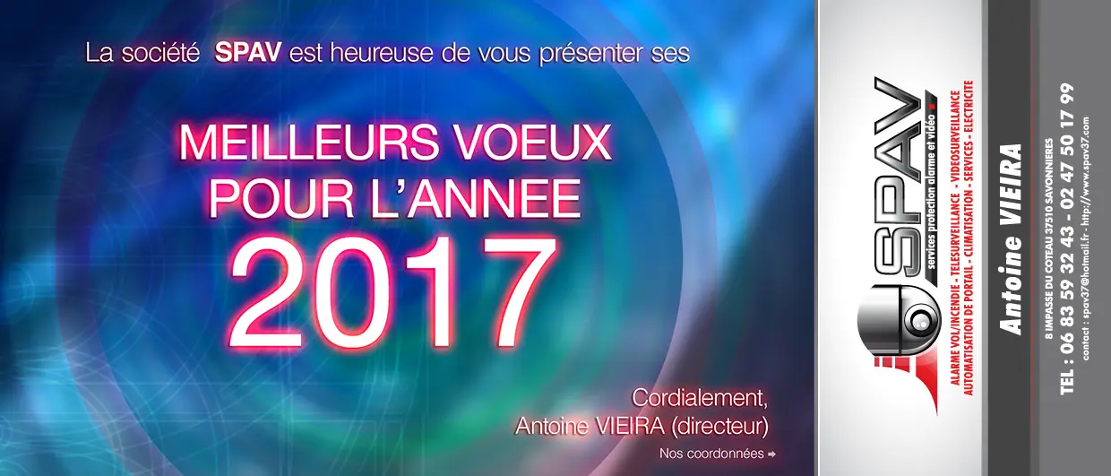 carte de voeux avec carte de visite détachable SPAV (service de protection et domotique) 